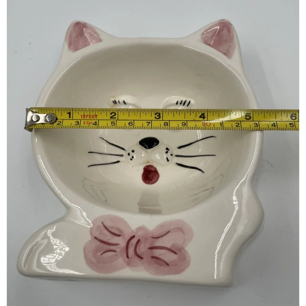 Ceramic CAT BOWL DISH Food or Water Hand‎ Painted from Portugal EUC